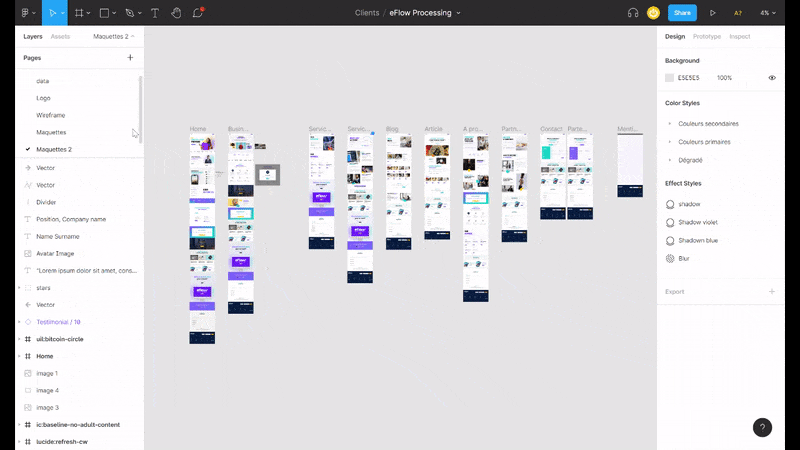 Social media wireframe — profile page, feed cards, avatar and follow button